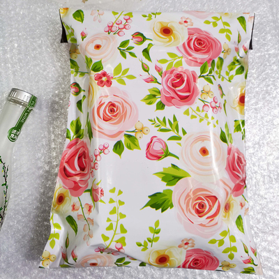 0.06mm Colorful Flowers Custom Poly Mailers With Logo Self Sealing Tear Resistant