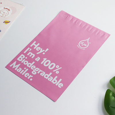 Pink 100% Degradable Biodegradable Courier Bags Eco Friendly Custom Mailers