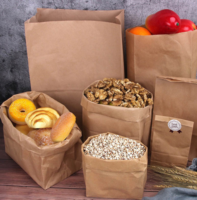 40gms-150gms Fond carré Kraft Bag Emballage Kraft sacs alimentaires à l'épreuve de l'huile