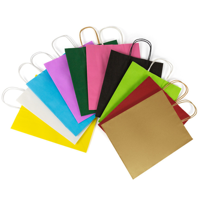 Vertical 130gsm Custom Kraft Paper Bags With Twisted Handles