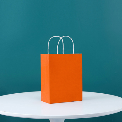 Vertical 130gsm Custom Kraft Paper Bags With Twisted Handles