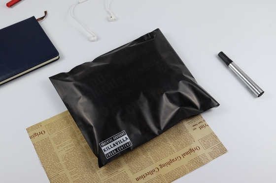 Custom Printed Biodegradable Self Sealing Courier Bags In Black