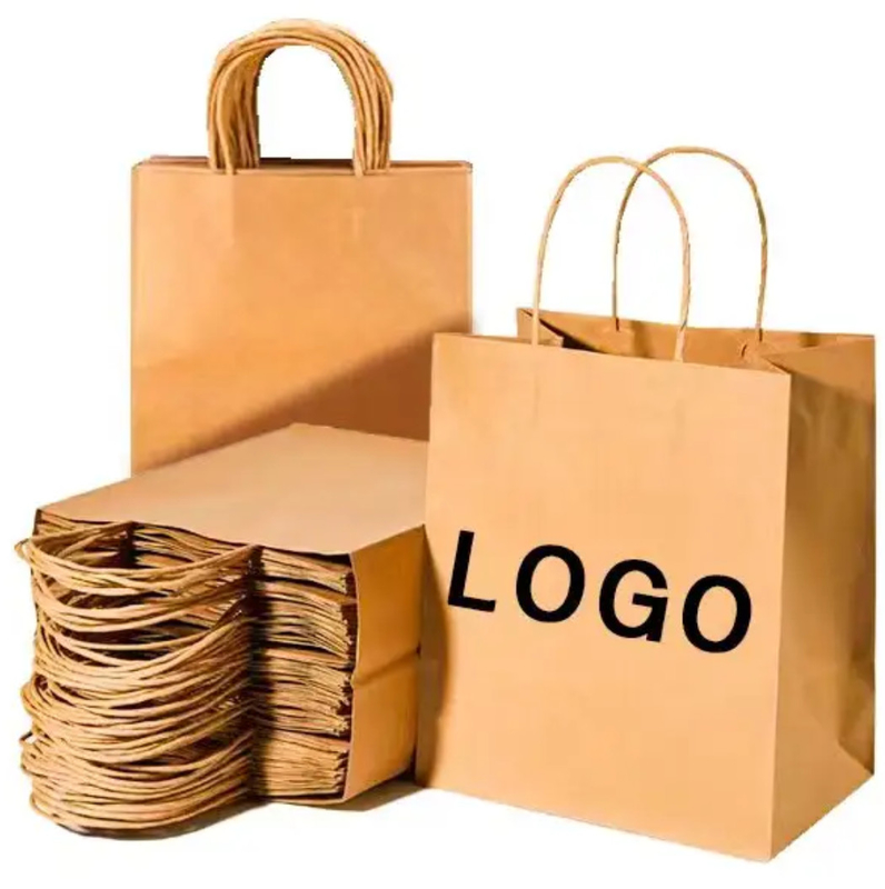 Kraft Paper White Cardboard Custom Logo Paper Bags Silk Screen Leather Rope Support Customization