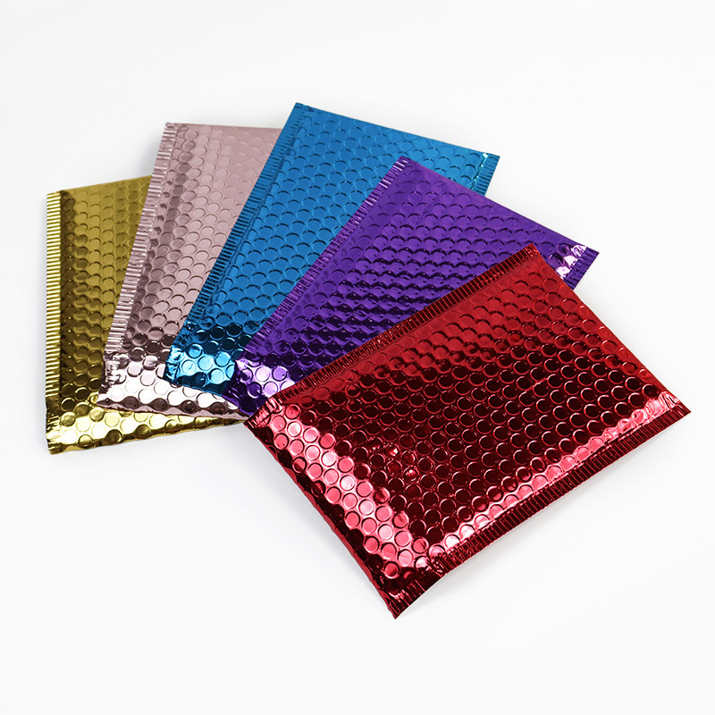 Anti Theft Aluminum Plated Shiny Surface Bubble Film Waterproof Shockproof Hot Melt Adhesive Courier Bag